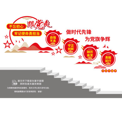 不忘初心跟黨走黨建樓梯墻