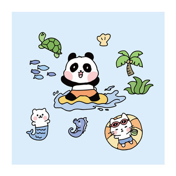 卡通海洋素材印花