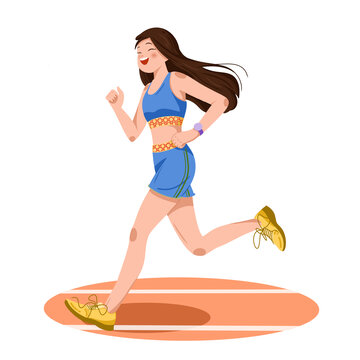 女生跑步插畫