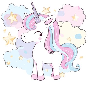 可愛獨角獸插畫圖案