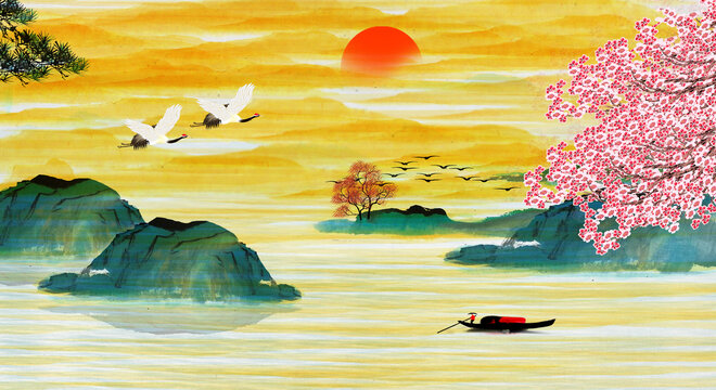 紅日山水畫(huà)