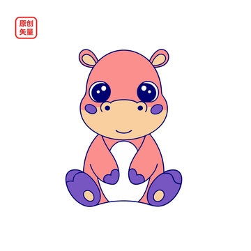 矢量插圖動物簡約小河馬