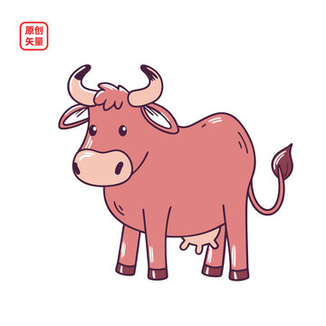 矢量插圖動(dòng)物簡(jiǎn)約奶牛