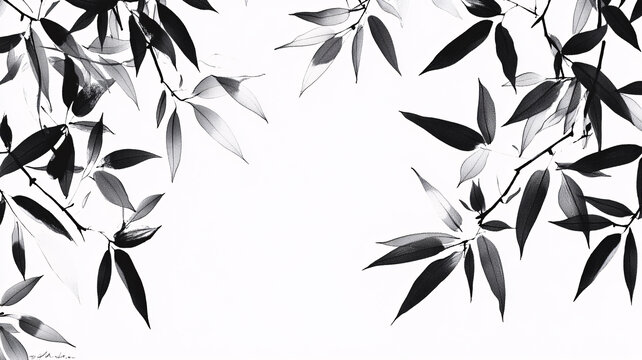 意境水墨竹葉