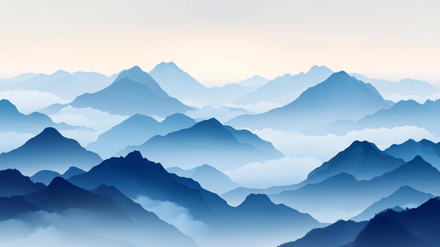 遠(yuǎn)山群山畫水墨山水