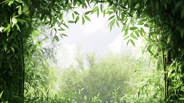 窗外竹景茂密竹林