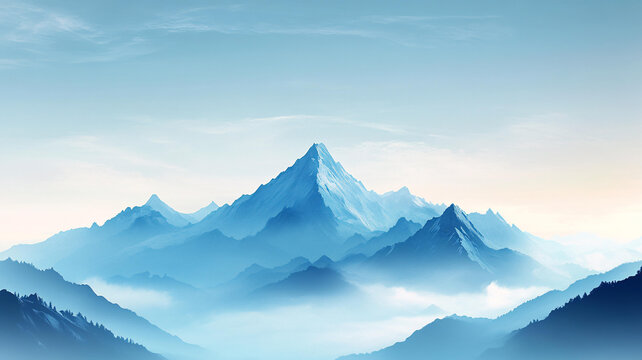 簡約漸變山峰背景