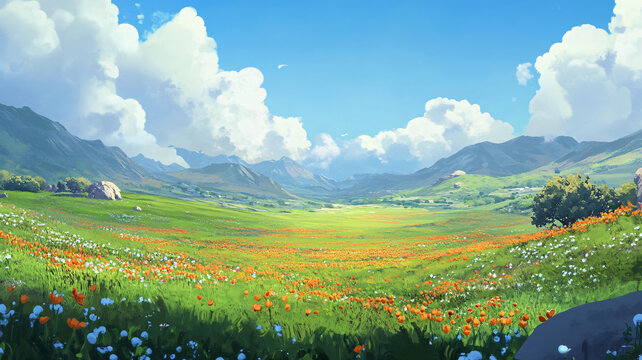 草地原畫
