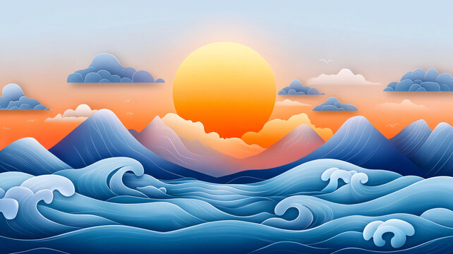 海浪旭日東升