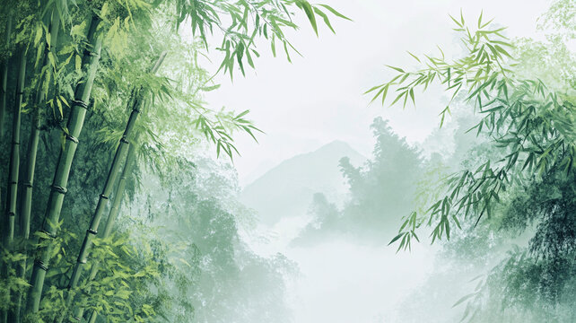 竹林山水背景