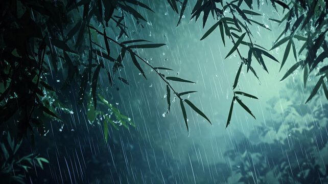 竹林雨景