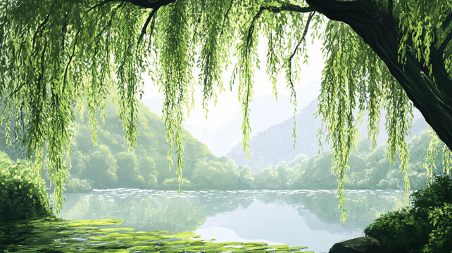 春柳背景圖