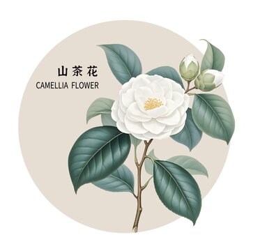 山茶花插畫