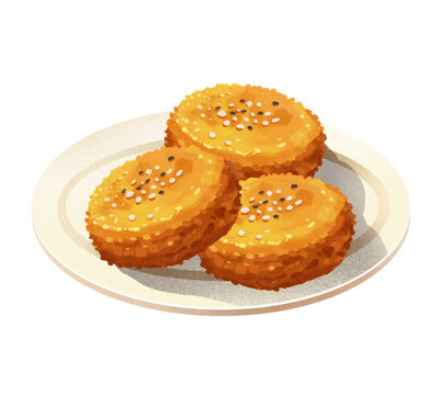 美味耳朵眼炸糕插畫