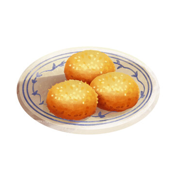 美味耳朵眼炸糕插畫(huà)