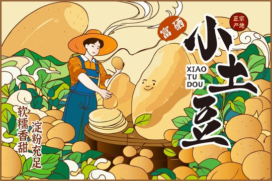 土豆包裝插畫
