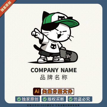 健身運(yùn)動(dòng)標(biāo)志貓咪IP形象潮牌圖案LOGO