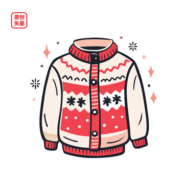 矢量插圖衣服簡(jiǎn)約一件紅色毛衣