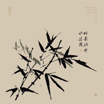 水墨竹葉矢量圖竹枝詞