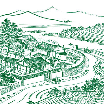 茶馬古道底紋手繪矢量圖茶葉包裝設(shè)計(jì)素材