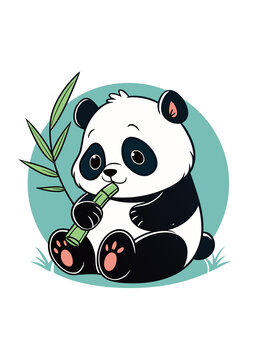 大熊貓啃竹竿