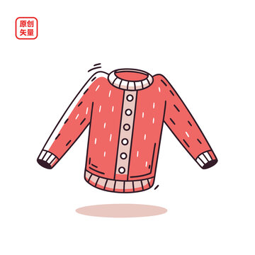 矢量插圖衣服簡約紅色毛衣