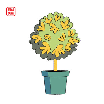 矢量插圖植物盆栽綠植