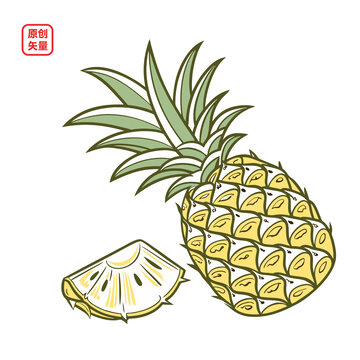 矢量插圖簡(jiǎn)約水果菠蘿