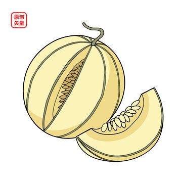 矢量插圖簡約水果哈密瓜