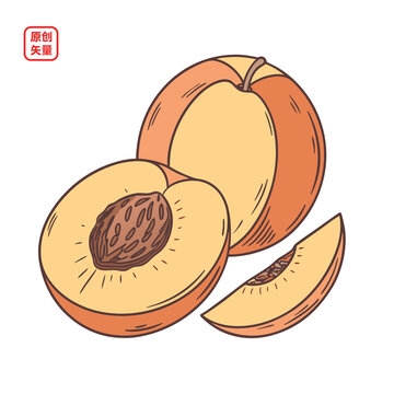 矢量插圖簡約水果桃子