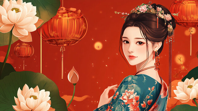 古風美女過年