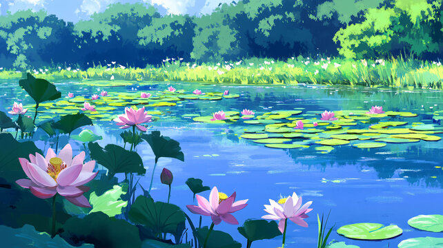 夏天荷塘