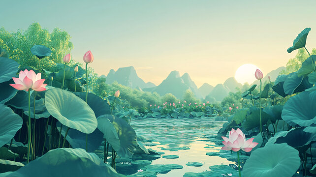 荷花大場景