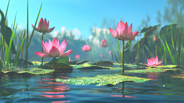 夕陽全景荷花