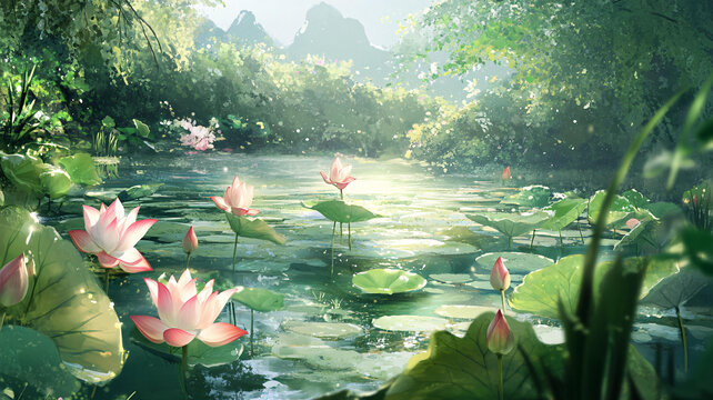 荷花大場景
