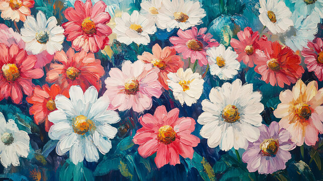 油畫雛菊