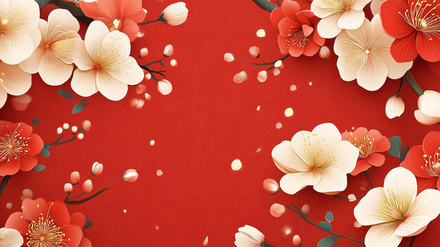 簡紅大氣花朵