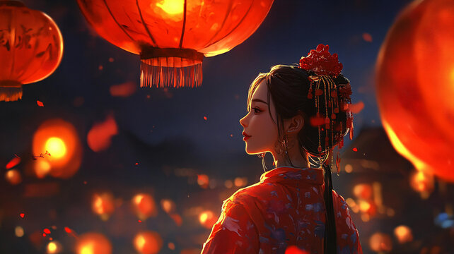 古風美女過年