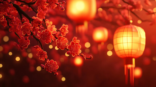燈籠梅花背景圖