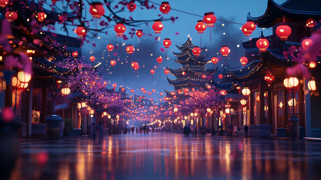 古代街道夜景