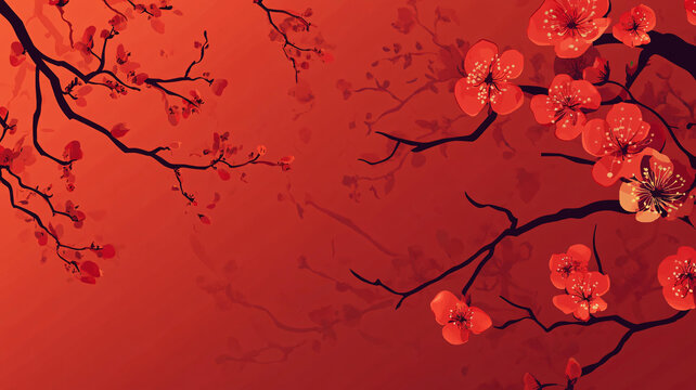 紅底梅花
