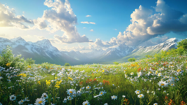 唯美夢幻花田場景
