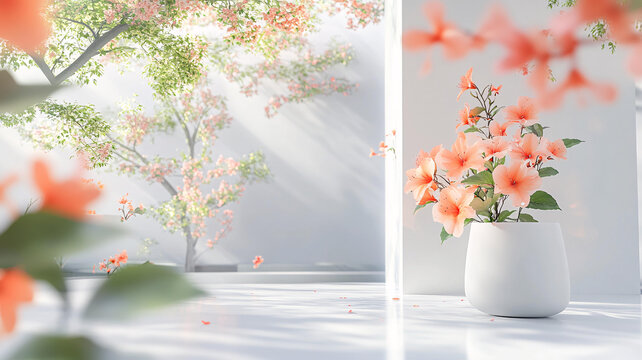 凌霄花虛化背景