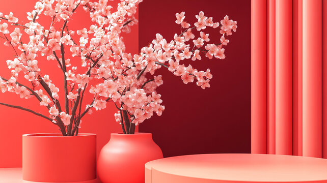 紅色新中式花藝