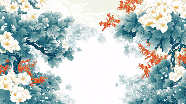 新中式花鳥數(shù)碼印花