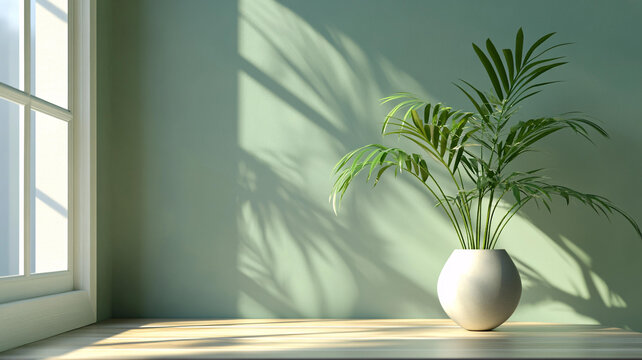 藍(lán)色的房間里的植物