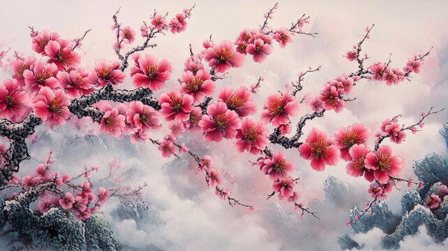 梅花大型高清壁畫