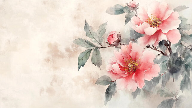 唯美風(fēng)水彩牡丹