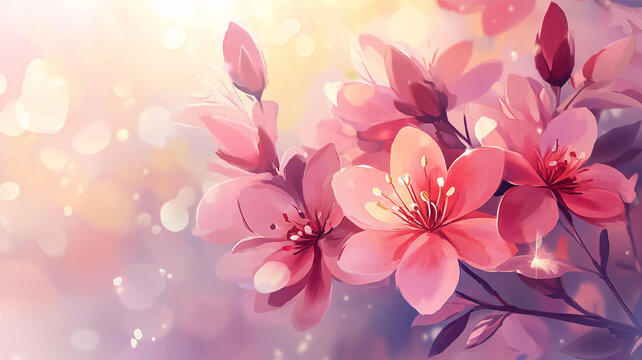 夢幻背景杏花杜鵑花
