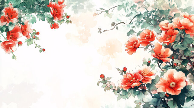 唯美薔薇水彩荼蘼花